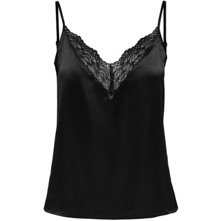 ONLY Damen V-Ausschnitt Top ohne Ärmel Spaghettiträger Oberteil mit Spitzen Details ONLVICTORIA, Farben:Schwarz, Größe:XS