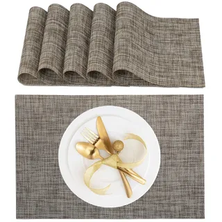 Relaxdays Tischset 6-teilig, braun