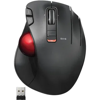 ELECOM EX-G Trackball Maus, Kabellos 2.4GHz USB, Daumensteuerung, Ergonomisches Rollkugel-Neigungsrad, Für PC/Laptop, Kompatibel mit Windows 11/MacOS, Modell M-XT3DRBK-G