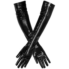Boland 03162 - Handschuhe Opera Kinky, 1 Paar, schwarze Armstulpen, Leder-Look, Reißverschluss, Kostüm, Karneval, Mottoparty, Halloween