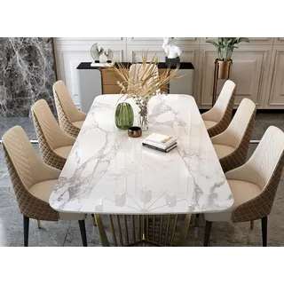 Luxus Tische Esszimmer Tisch Metall Esszimmertisch Moderner Möbel Gold Edelstahl - Weiß