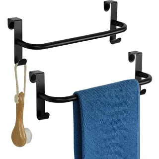 SAYAYO Handtuchhalter Schwarz 2 Stück Geschirrtuchhalter Küche mit Haken Handtuchhalter Tür Handtuchstange für 15-21 mm Dicke Schranktüren für Badezimmer, Küche, Waschtisch