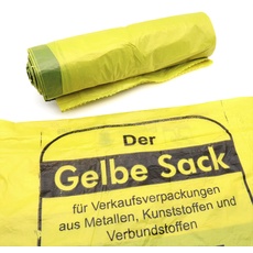 10 Rollen Gelber Sack, Gelbe Säcke mit praktischem Zugband, 90 Liter, 15μ - Wertstoffsack