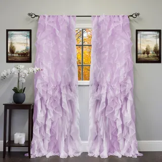 Sweet Home Collection Vorhang, Voile, vertikal, gerafft, 213 x 127 cm, 2 Stück. Shabby Chic 96" x 50" Lavendel