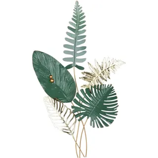 Metallbild , Creme, Jadegrün , Metall , Blatt , 54x90 cm , 3D-Effekt , Bilder & Rahmen, Bilder, Holz & Metallbilder