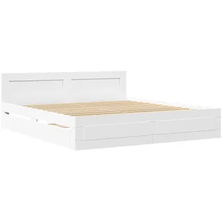 vidaXL Bettgestell mit Kopfteil ohne Matratze Weiß 200x200 cm