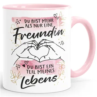 SpecialMe® Tasse beste Freundin Spruch Du bist nicht nur eine Freundin Geschenk BFF Weiss-innen-rosa standard