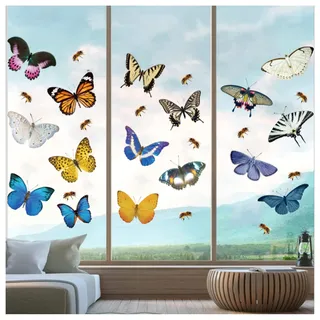 Andiker Schmetterlings-Fensteraufkleber zum Schutz gegen Vogelschlag 20 Stück Schmetterlings Glasaufkleber Fenster-Clings doppelseitig und selbstklebend Fenster Abziehbilder