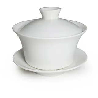 Liang baobao Traditionelles Gaiwan-Teeservice mit Deckel und Untertasse, klassisch, weiß, Porzellan-Teetassen, 284 ml