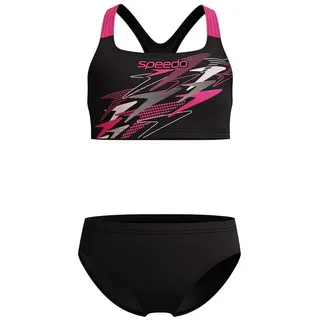 Speedo Medley Logo Racerback Bikini - Anthracite / Margarita Pink - 9-10 Jahre