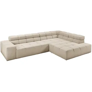 Kawola Ecksofa MIT Motorischem Sitzvorzug Nevada Beige Cord , Beige, Schwarz , Textil , Echtholz , Füllung: Komfortschaum , Ottomane rechts, L-Form , 319x215 cm , Wohnzimmer, Sofas & Couches, Wohnlandschaften, Ecksofas