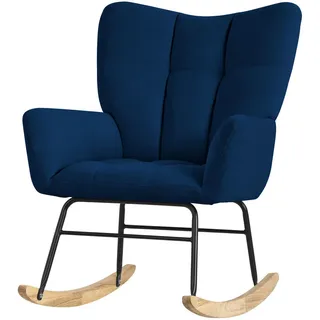 Ml-Design Schaukelsessel , Dunkelblau , Textil , Kautschukholz , 88x95x69 cm , Wohnzimmer, Sessel, Relaxsessel