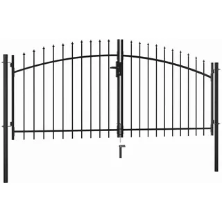 vidaXL Doppelflügel Gartentor 2350 x 150 cm Schwarz/Metall