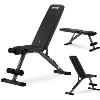ZIPRO Stride Hantelbank Klappbar - Trainingsbank Verstellbar 300 kg Flachbank Schrägbank Negativbank Kraftstation Fitnessgerät für Zuhause - Schwarz