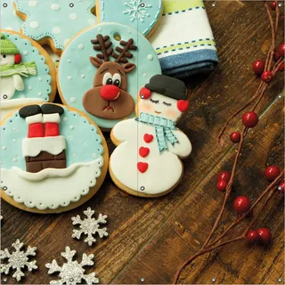 Wallario Outdoor-Poster für Garten oder Balkon, Motiv Weihnachten in der Küche - Plätzchen auf einem Holztisch, in ca. 180 x 180 cm - Schwarz