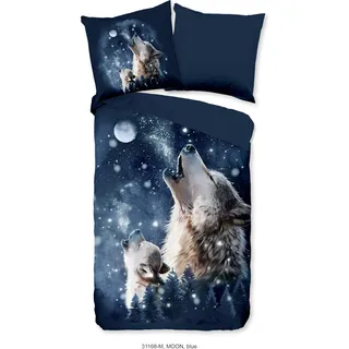 Duvet cover Pure 135x200 + 1* 80x80 cm - wolf by moonlight - Blau