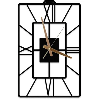 Oblongus Große Moderne Wanduhr, einzigartiges Design, minimalistisch, rustikale römische Ziffern, Metall-Wanduhr (60 x 39 cm)