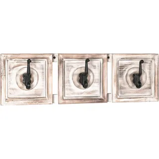 Garderobenleiste , Schwarz, Weiß, Hellbraun , Holz, Metall , Tanne , massiv , 58x18x9 cm , Garderobe, Garderobenhaken, Hakenleisten