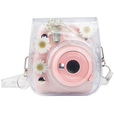 Berfea Kamera Hülle Sofortbildkamera Umhängetasche Schutzhülle Gefüllt mit Trockenblumen Kompatibel mit Fujifilm Instax Mini 12, Mini 11,Mini 9, Mini 8,Mini 8+ Kamera mit verstellbarem Gurt