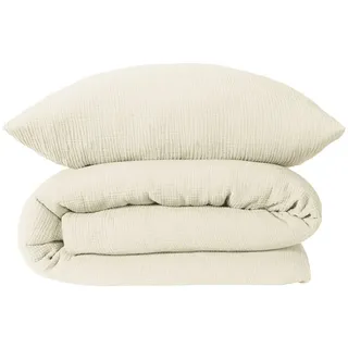 SCHIESSER Molly Unifarben Musselin Offwhite 135 x 200 cm + 80 x 80 cm