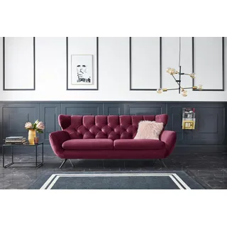 3C Candy 3-Sitzer »Beatrice, extravagantes Megasofa, bequem, Küchensofa« mit Rückensteppung im Rautenmuster, Samt Optik, auch in Fellimitat, rot