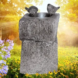Gartenbrunnen Brunnen Zierbrunnen Zimmerbrunnen Springbrunnen Brunnen mit LED-Licht 230V Wasserfall Wasserspiel für Garten, Gartenteich, Terrasse, Balkon Sehr Dekorativ (Stein-GEZWITSCHER)