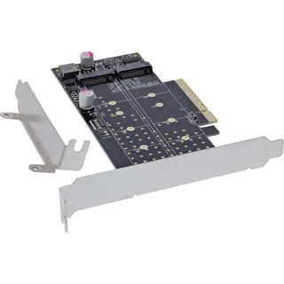 InLine PCIe Karte zu 2x intern NVMe M.2 Key M - Bifurcation, x8, inkl. Low Profile Slotblech, 76660N