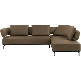 Dieter Knoll Ecksofa , Braun , Metall , Echtleder , Longlife-Leder , Füllung: Polyurethan (Pur) , Ottomane rechts, L-Form , 302x237 cm , Typenauswahl, Lederauswahl, Stoffauswahl, seitenverkehrt erhältlich, Hocker erhältlich, Rücken echt, individuell planbar , Wohnzimmer, Sofas & Couches, Wohnlandschaften, Ecksofas