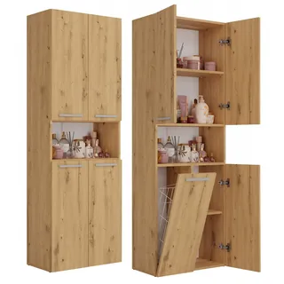 Topeshop NEL 1K DK ART KPL, Eiche, Frei stehend, 5 Regale, 4 Tür(en), Partikelbord, Matt - Braun