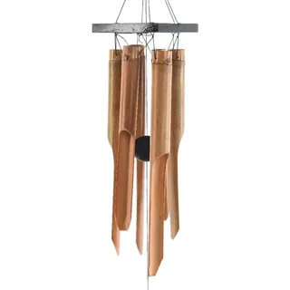Decoris Windspiel Bambus Holz Garten Deko beruhigende Klänge - Schwarz