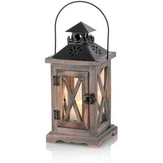 Sziqiqi Laterne aus Holz, Vintage, Kerzenlaternen, dekorativ, für rustikale Hochzeit, Tischdekoration, Bauernhof, Dekoration für Zuhause, innen und außen, Laterne, Dekoration, 28 cm