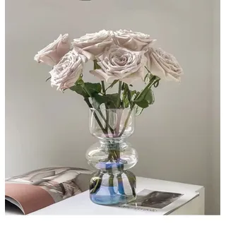 JSPYFITS Ins Moderne Vasen, Hydroponische Glasblumenvase, Tulpenvase Glasblasenvase für Blumen, Dreischichtige Glasvase für Dekoration, Geometrische Glasvase für Haus/Büro/Hochzeit/Party(Schillernd Klar)