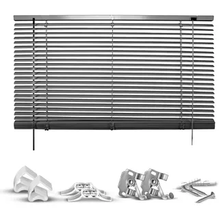 Jalousie GOOD LIFE "Matti" Gr. 28, grau (anthrazit, anthrazit, weiß), B:60cm H:130cm, Jalousien, Jalousie, Klemmfix-Jalousie aus Aluminium, Topseller