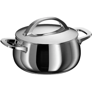 BergHOFF Home Kochtopf 18 cm, Induktionstopf, Edelstahl mit Deckel, Für alle Herdarten inkl. Induktion, Backofenfest, Spülmaschinengeeignet, 2,8 l, Stellar Steel - Grau