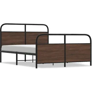 vidaXL Metallbett ohne Matratze Braun Eichen-Optik 140x200 cm - Braun