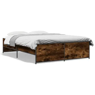vidaXL Bettgestell Räuchereiche 120x200 cm Holzwerkstoff und Metall - Braun