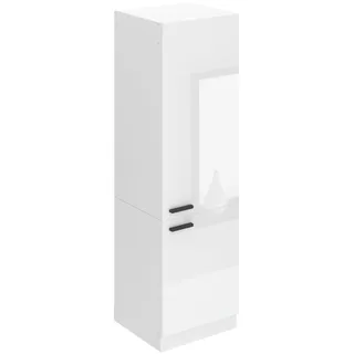 Belini Kühlschrank Schrank Hochschrank Küche SSL. 60 cm Breite und 204 cm Höhe. Einbauschrank für Kühlschrank mit 2 Türen,  Weiß Hochglanz - Weiß
