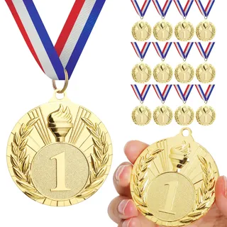 GeeRic Goldmedaille für Kinder, 12 Stück Gewinner Goldmedaillen für Schule Kinder Sieger Medallien Super Medallien Podium Kindergeburtstag Kinder lieben Diese Medallien