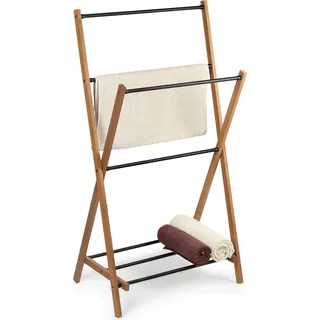 KADAX Handtuchhalter aus Holz, Wäscheständer mit Trockenfläche bis 3,5m, klappbarer Badetuchhalter