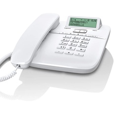 Gigaset DA611 - Schnurgebundenes Telefon mit Freisprechfunktion - Telefonbuch mit VIP-Kennzeichnung - Kurzwahl-Einträge - Anrufanzeige (CLIP) - Anrufliste - Tastensperre, weiß