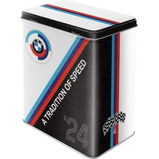 Nostalgic-Art Vorratsdose L, 3 l, BMW Motorsport Tradition Of Speed – Geschenk-Idee für BMW-Fans, Original Lizenzprodukt (OLP), Große Kaffee-Dose aus Blech, Werkstatt-Deko im Vintage Design