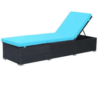 VidaXL 44406, Lounge, Gepolsterter Sitz, Polyrattan, Stahl, Schwarz, Blau, 600 mm, 1950 mm - Schwarz, Blau