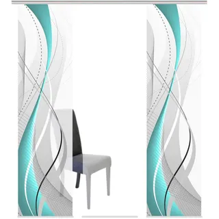 Flächenvorhang , Petrol , Textil , Wellen , 60x245 cm , Seidenoptik, mit Paneelwagen , Heimtextilien, Vorhänge, Flächenvorhänge