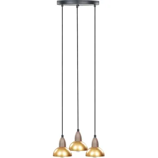 BELIANI Hängeleuchte Messing und Schwarz Metall 3-Flammig mit Schirm Glockenform Langem Kabel Modern Industrie Design für Esstisch Wohnzimmer Wohnküche - Gold, Schwarz