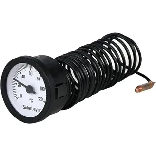 Solarbayer Fernthermometer Temperatur Messgerät rund 52mm mit Kapillarleitung 3m