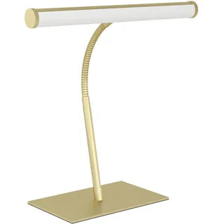 EGLO LED Tischlampe Riccione, Schreibtischlampe mit Flexarm, Tischleuchte Schreibtisch touch dimmbar, Nachttischlampe aus Metall in Messing, warmweiß-kaltweiß