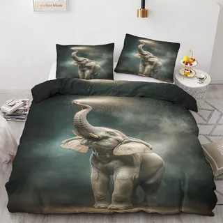 zcwl Elefant Bettwäsche 140x200, Tiere In Freier Wildbahn Bettbezug Set 2 teilig, Weiche Kuschelige Mikrofaser Bettwäsche-Sets, Wendebettwäsche und 1 Kissenbezug 70x90 mit Reißverschluss