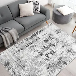 Vamcheer Teppich Wohnzimmer Kurzflor Moderner - Schlafzimmer Teppich Flauschiger,Waschbar Boho Teppich,Teppiche Groß für Arbeitszimmer, Büro,Super Weich, Anti-Rutsch,120x170 cm Beige/Grau