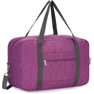 Narwey 20L Ryanair Handgepäck 40x30x20, Klein Sporttasche Faltbare Reisetasche Handgepäck Tasche Flugzeug für Damen, Travel Bag Weekender Herren (Dunkles Violet (mit Schultergurt))