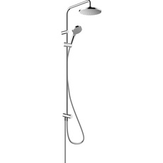 hansgrohe Vernis Blend - wassersparendes Duschsystem (EcoSmart) ohne Armatur, Regendusche (⌀ 205 mm) mit Umsteller, Handbrause (2 Strahlarten), Schlauch, Brausestange und runder Kopfbrause, Chrom